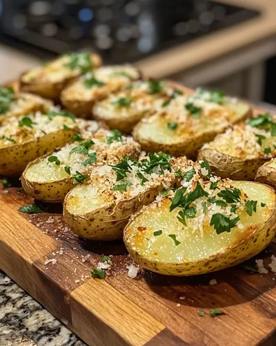 Delicia de Papas Asadas con Ajo y Parmesano