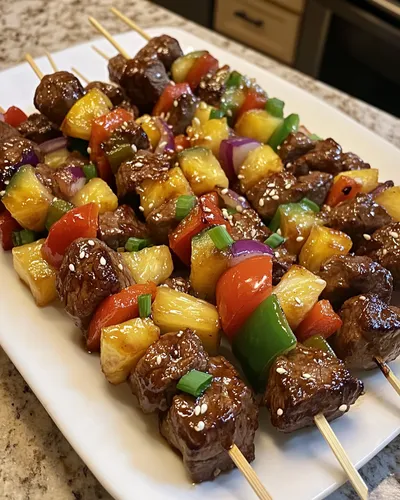 Brochetas de Carne Teriyaki que Hacen Agua la Boca