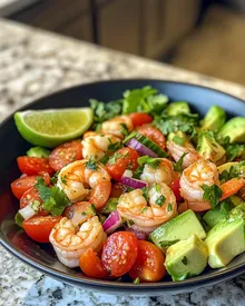 Ensalada de Camarones y Aguacate Saludable y Refrescante