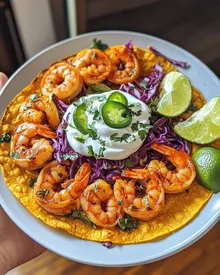 Tacos de camarones picantes con Sriracha deliciosos