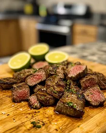 Bistec a la parrilla con chile y lima