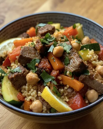 Cuscús de cordero delicioso con verduras