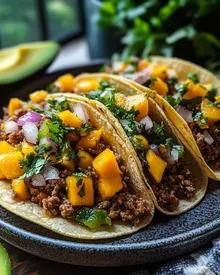 Tacos de Res con Salsa de Mango