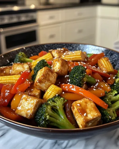 Salteado de verduras delicioso con tofu