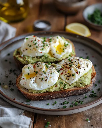 Tostada de aguacate deliciosa con huevos pochados