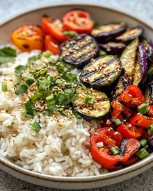 Arroz de Coco Delicioso con Verduras a la Parrilla