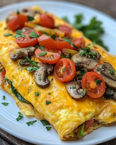 Omelet delicioso lleno de verduras