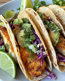 Tacos de pescado crujientes con ensalada de repollo