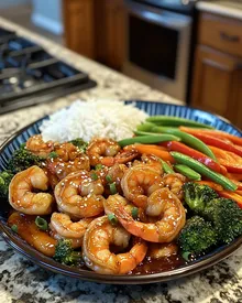 Delicioso Salteado de Camarones con Miel y Ajo